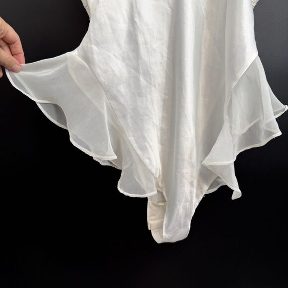 VTG 90s Victorias Secret Satin Lace Sequin Bodysuit Teddy White Bridal Lingerie - Picture 4 of 8